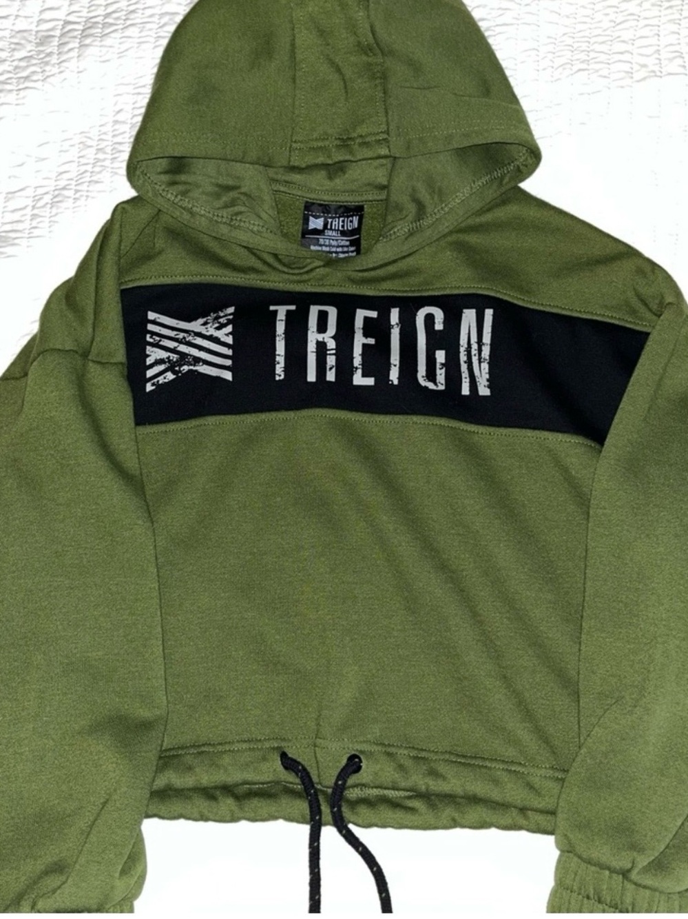 Reign Olive Green Hoodie with Black Chest Panel and Logo